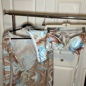 Brown and Blue Swim Set